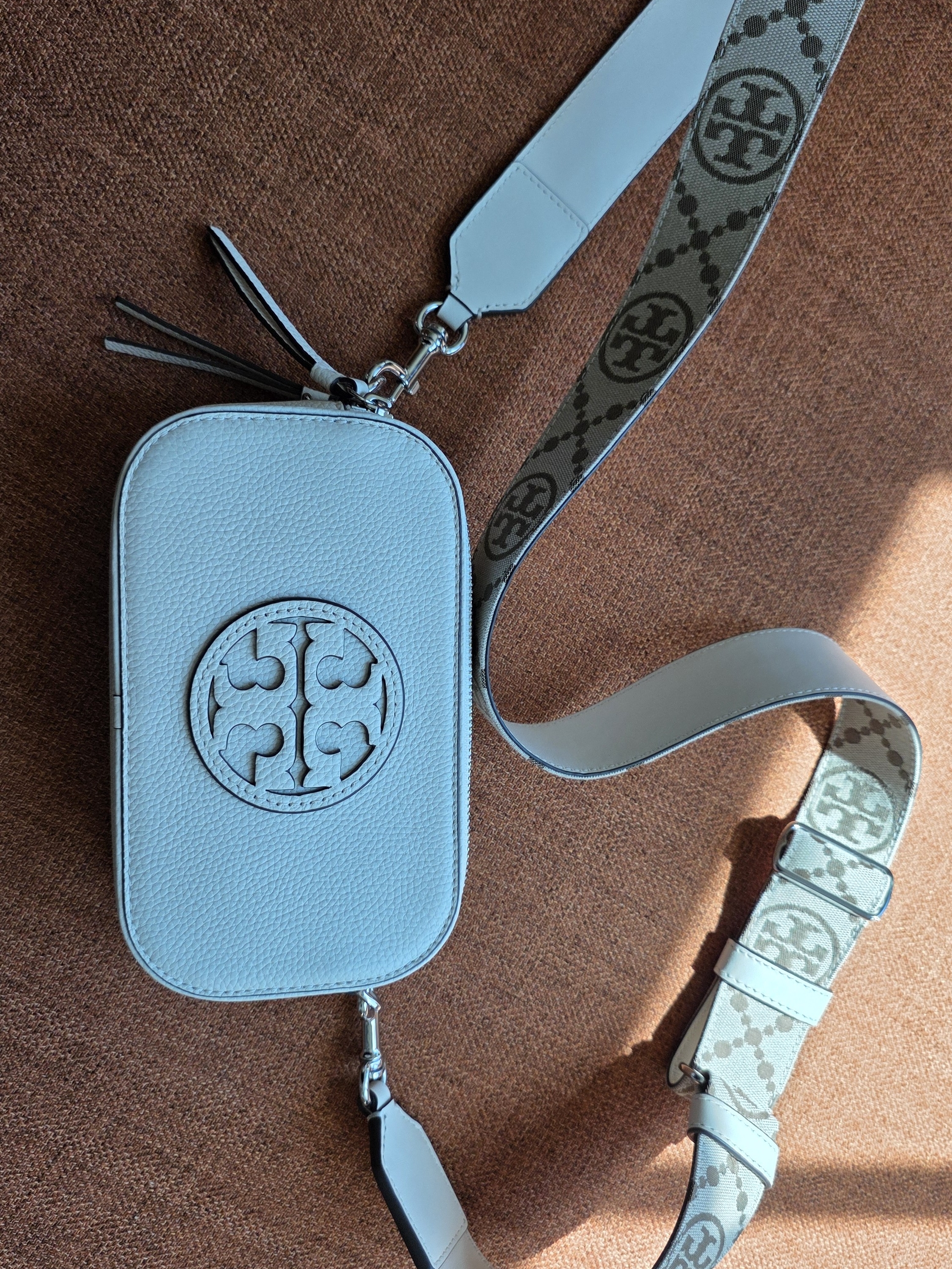 Tory Burch Light Blue Logo Crossbody Camera Bag